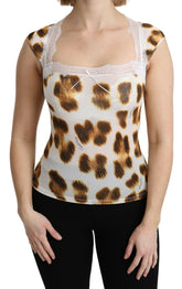 Roberto Cavalli White Brown Camisole Underwear Blouse -   -  Roberto Cavalli.